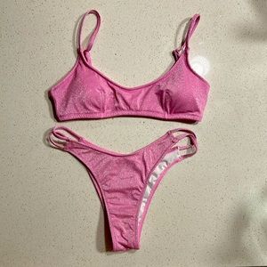 XS Victoria’s Secret swim set, pastel pink and very sparkly!